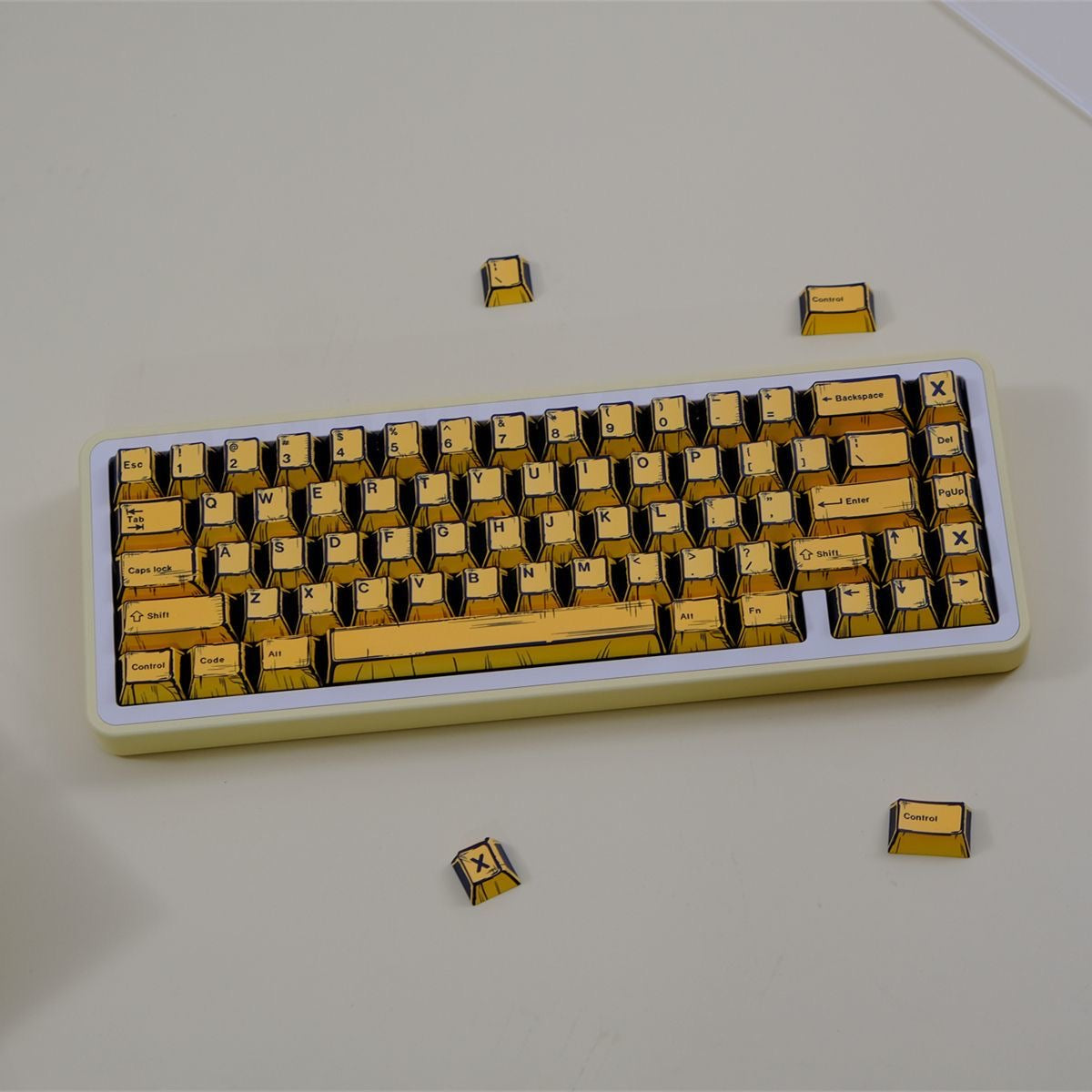 YMDK Yellow Comic Keycaps Full Set 151 Keys Creative Cartoon Style Custom Cherry Profile PBT Dye Sub Keycap for MX Mechanical keyboard