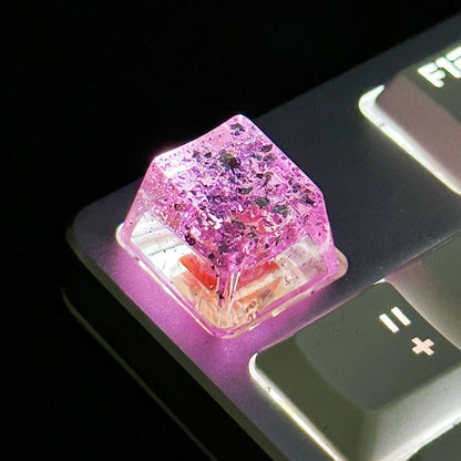 YMDK Translucent Shell Paper Personalized Keycaps Cool Shiny Novel Creative Key Caps Resin Keycap for MX Mechanical Keyboard