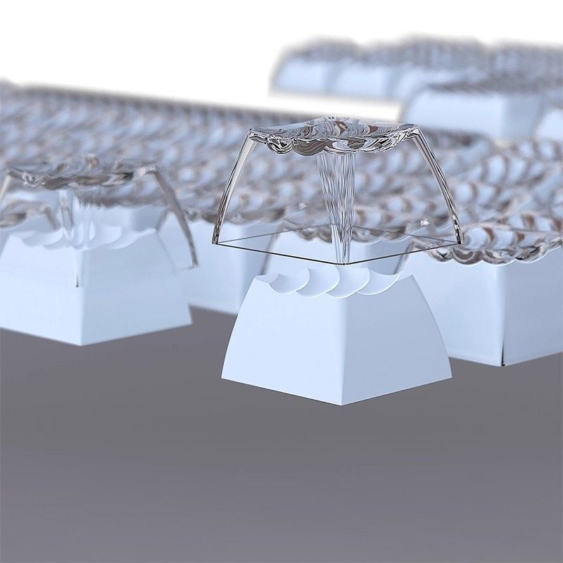 YMDK Demon Wave Blue, White, Pink, Purple Keycaps OEM Side-Printed 136 Key PC Shine Through for 61/64/68/84/87/96/108 Mechanical Keyboards