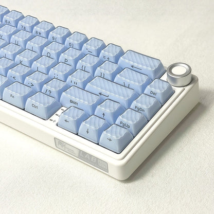 YMDK Demon Wave Blue, White, Pink, Purple Keycaps OEM Side-Printed 136 Key PC Shine Through for 61/64/68/84/87/96/108 Mechanical Keyboards