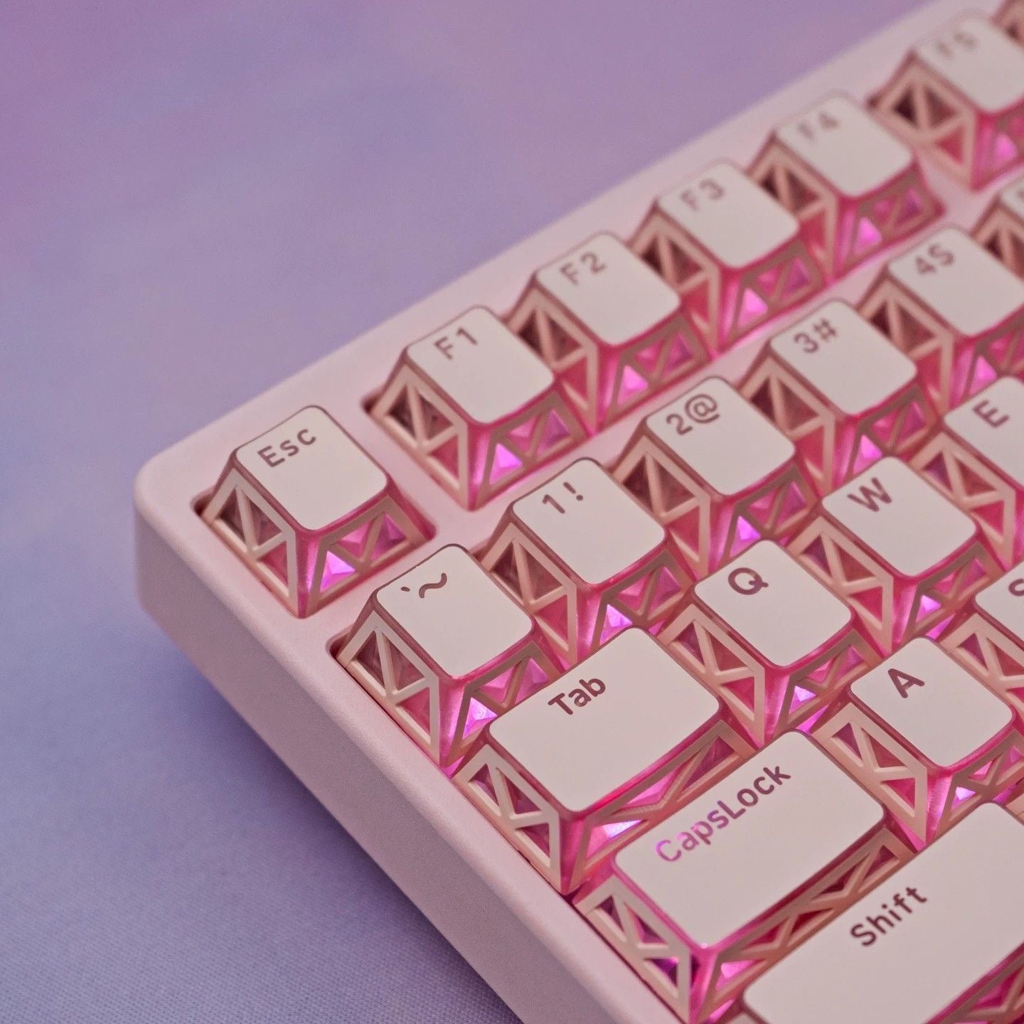 YMDK 130 Keys Imperial Light Theme White Backlit Shine Through Cherry Profile Keycaps for 68/75/87/98/104/108 MX Mechanical Keyboards