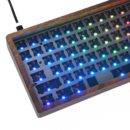 YMDK NYM96 Pro Fully Programmable Hotswap RGB PCB Walnut Beech Case Wood Support ANSI DIY Kit(RGB South Facing Kit)