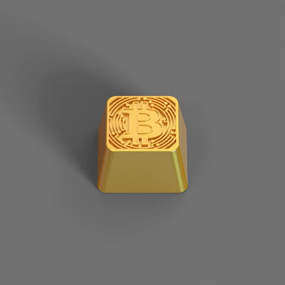 YMDK 1pcs Square Gold Coin Theme Keycap Personalized Electroplated Zinc Alloy 1u Keycaps for MX Mechanical Keyboard