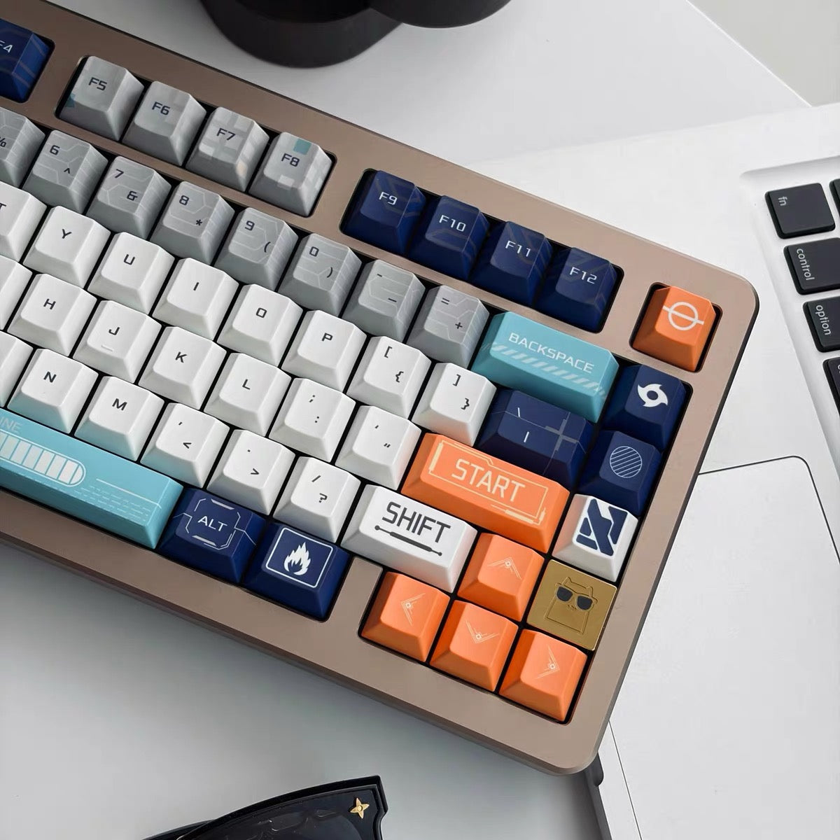 YMDK Star Abyss Engine 143 Keys Retro Industrial PBT Keycaps, Cherry Profile Dye-Sub Keycap for 61/84/87/104/108 MX Mechanical Keyboards