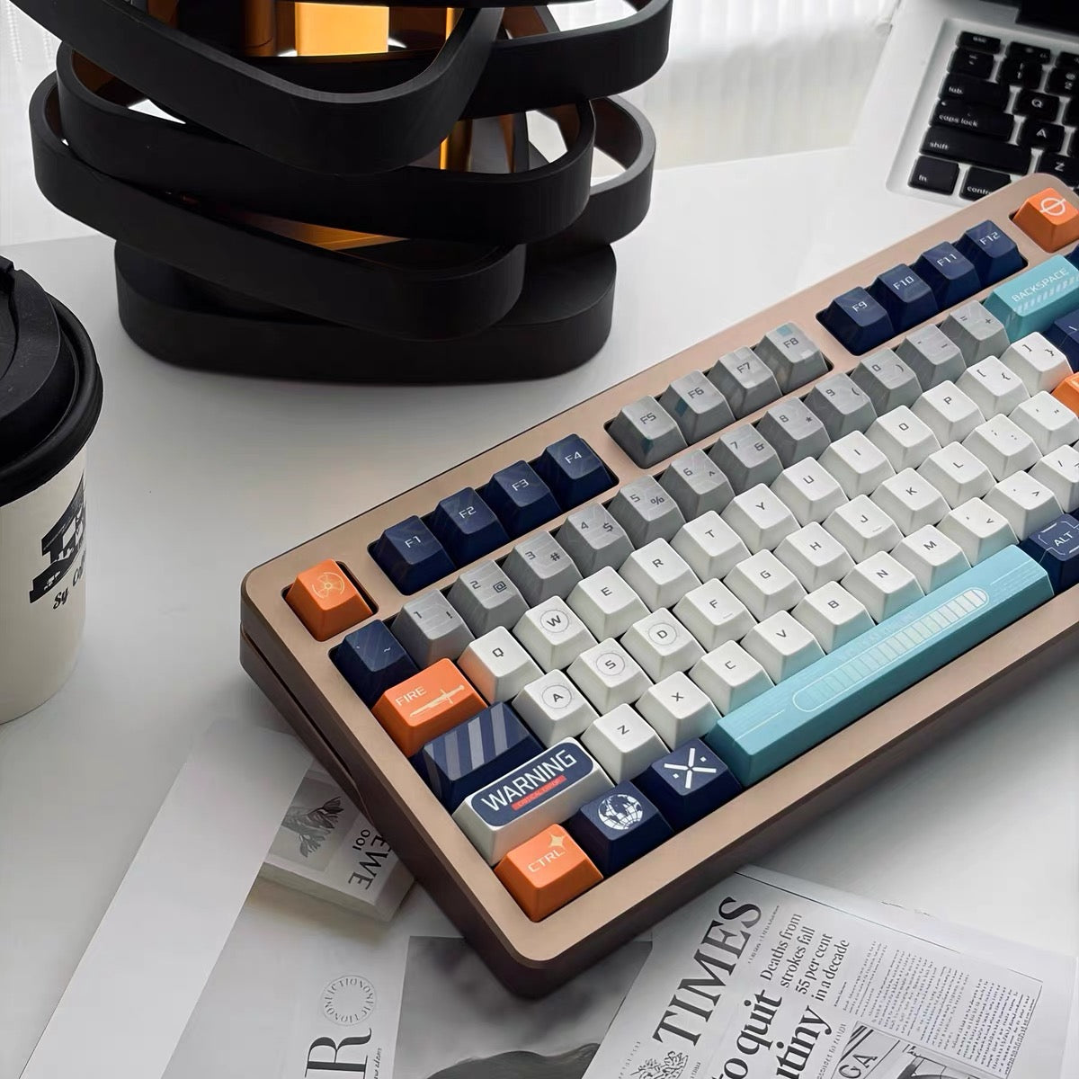 YMDK Star Abyss Engine 143 Keys Retro Industrial PBT Keycaps, Cherry Profile Dye-Sub Keycap for 61/84/87/104/108 MX Mechanical Keyboards