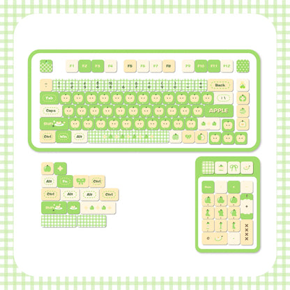 YMDK Green Apple 97 Keys MOA Profile PBT Dye-Sub Keycaps, Compatible with 87 Layout Mechanical Keyboard