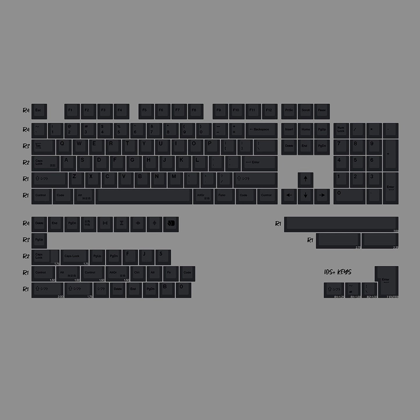YMDK Minimalist English Japanese Thai Full Set Keycaps PBT Dye Sub  Cherry Profile for 61/75/87/98/100/104 MX Mechanical Keyboard