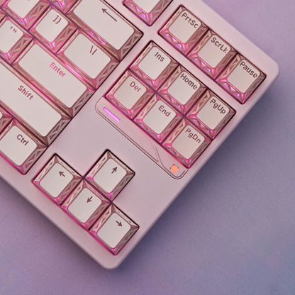 YMDK 130 Keys Imperial Light Theme White Backlit Shine Through Cherry Profile Keycaps for 68/75/87/98/104/108 MX Mechanical Keyboards