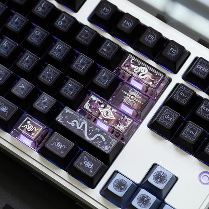 YMDK Spirit Snake Metallic Paint Keycaps, Cherry Profile Dye-Sub PBT+PC Keycap Set for 61/84/87/104/108 MX Mechanical Keyboards