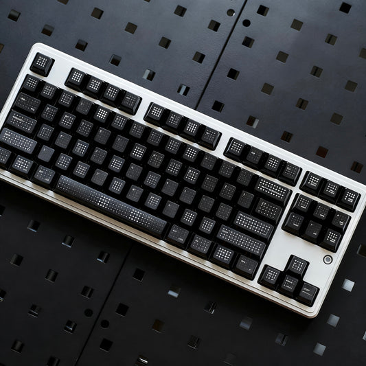 YMDK Polka Dot 142 keys Keycaps Black Frosted Shine Through Cherry Profile PC UV Print Keycap for 61/68/84/87/98/104/108 MX Mechanical Keyboard