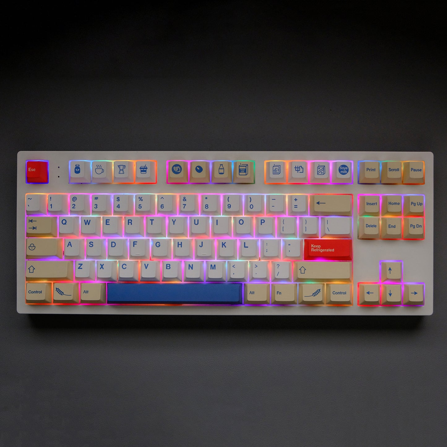 YMDK 146 Soya Milk Theme Keycaps Minimalist PBT Cherry Profile Dye Sub Keycap English Korean Japanese for MX Mechanical Keyboards