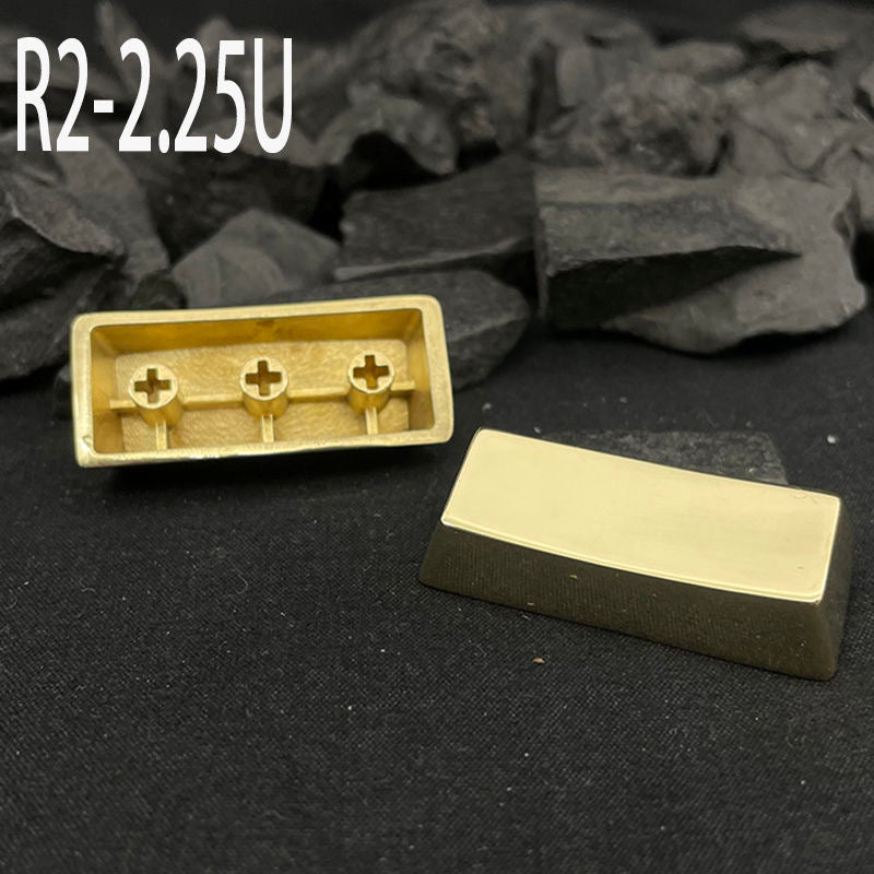 YMDK Pure Copper Full Set of Keycaps Simple Concave Metal Keycaps Punk Square OEM Profile for MX Switches Mechanical Keyboard