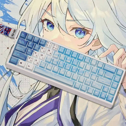 YMDK Snow Girl Clear Sky Theme Keycap Full Set 130 Keys Japanese PBT Cherry Profile Dye Sub Keycap for MX Mechanical Keyboard