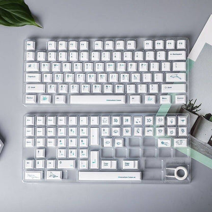 YMDK White Ocean Full Set Keycaps 128 keys Creative Minimalist Custom Keycap Cherry Profile PBT Dye Sub key Caps for MX Mechanical Keyboard