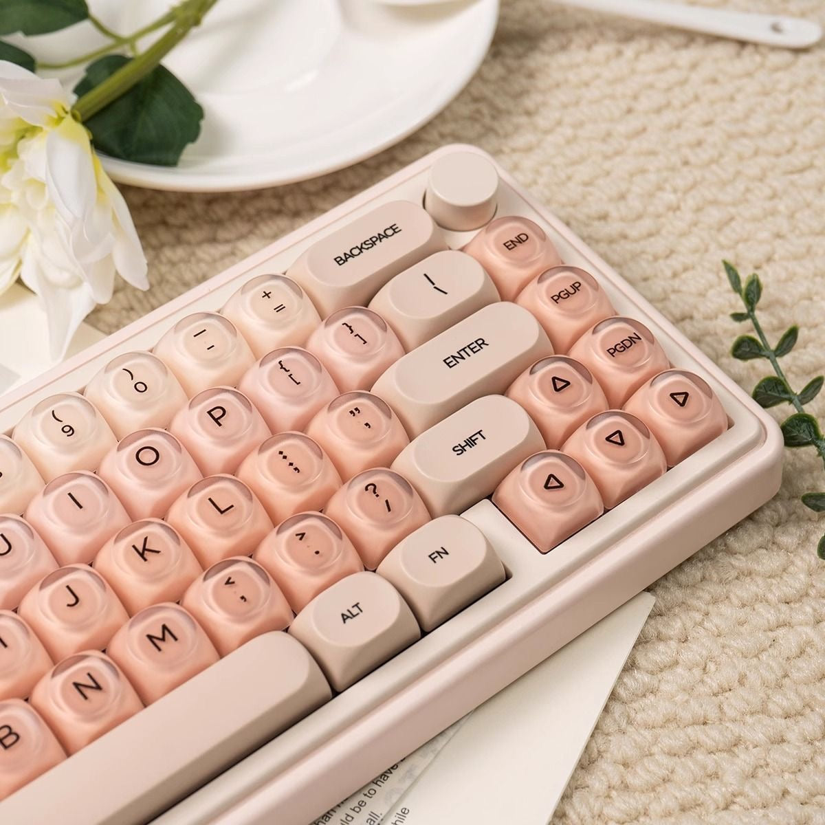 YMDK Liquid Foundation Keycaps 132 keys Frosted HOA Profile PBT PC UV Print for 61/68/84/87/98/104/108 Mechanical Keyboard