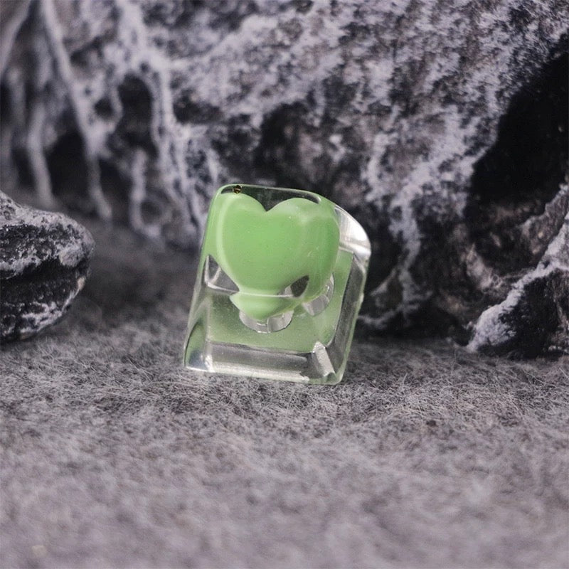 YMDK Love Translucent Personality keycaps Cute Novel Handmade Resin Keycaps for MX Mechanical Keyboard