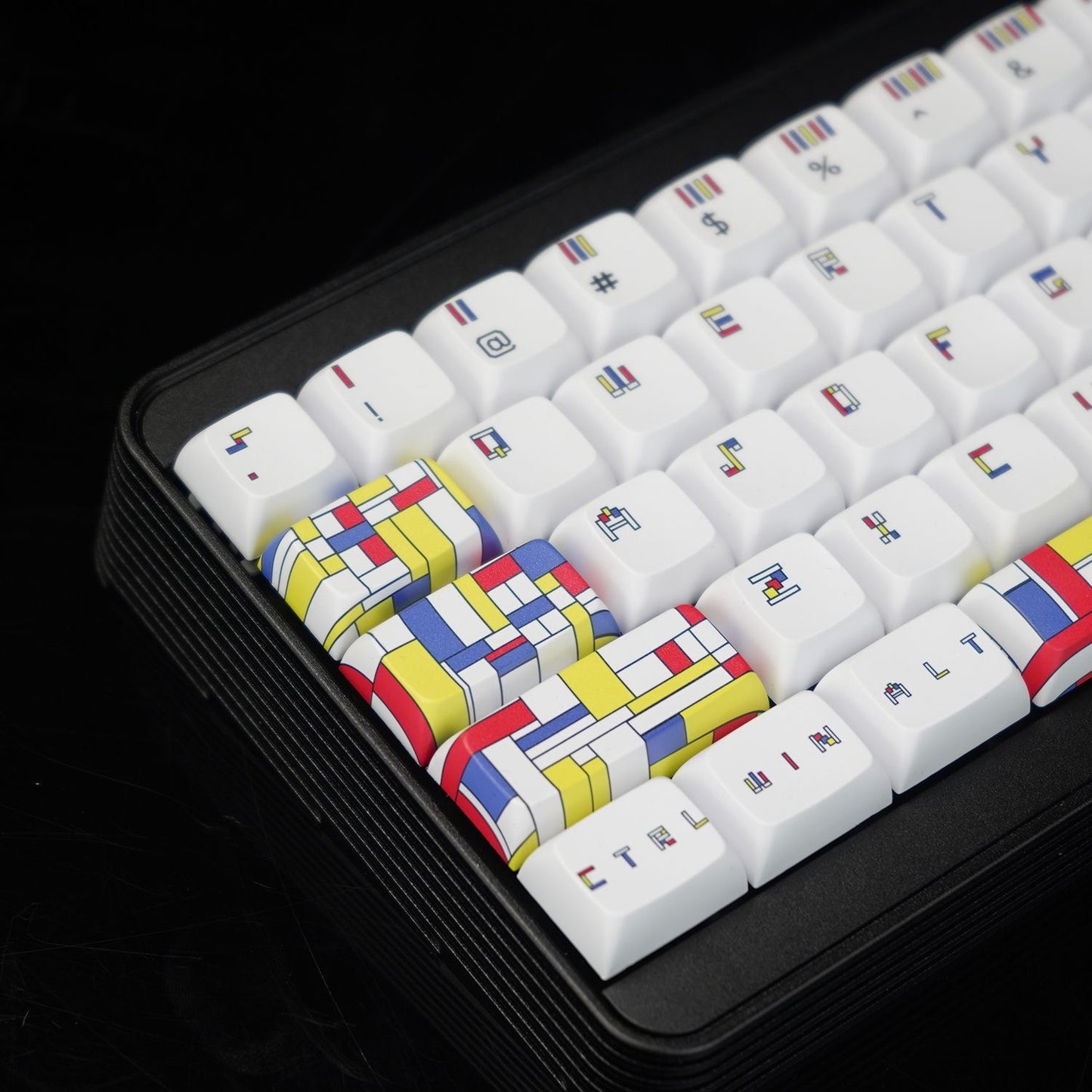 YMDK Mondrian Theme Keycaps Full Set 127 Keys XDA Profile PBT Dye Sub Keycap for MX Mechanical Keyboard