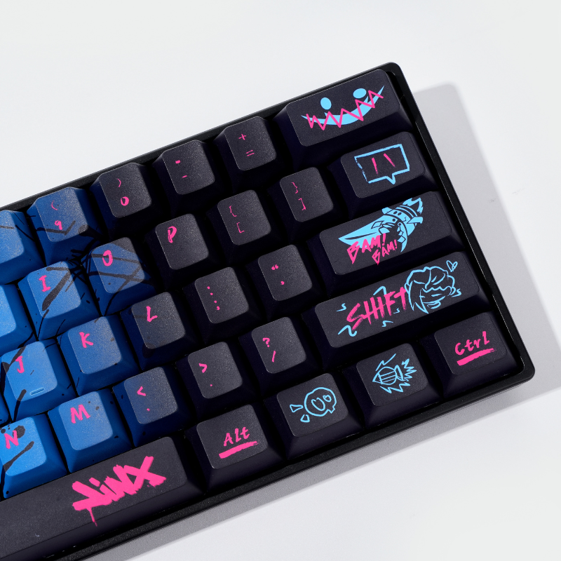 YMDK Black Blue Graffiti Keycaps Full Set 130 Keys Creative Cool Custom Keycaps Cherry Profile Dye Sub for MX Mechanical Keyboard