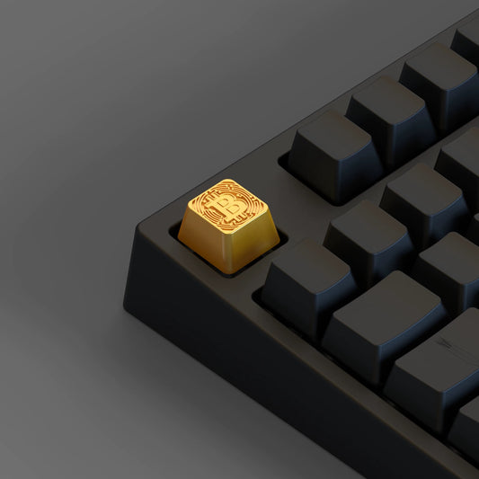 YMDK 1pcs Square Gold Coin Theme Keycap Personalized Electroplated Zinc Alloy 1u Keycaps for MX Mechanical Keyboard