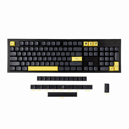 YMDK 125 ZDA Profile Gentleman Japanese XDA v2 Dye Sub PBT Yellow Gray Keycaps For 104 TKL 60% 96 84 68 64 MX Switches Keyboard