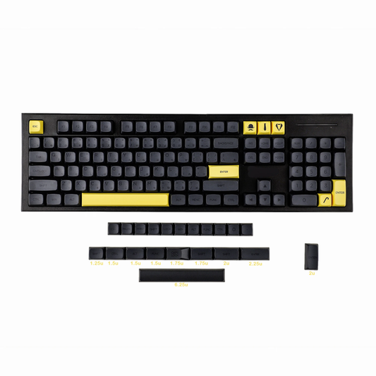 YMDK 125 ZDA Profile Gentleman Japanese XDA v2 Dye Sub PBT Yellow Gray Keycaps For 104 TKL 60% 96 84 68 64 MX Switches Keyboard