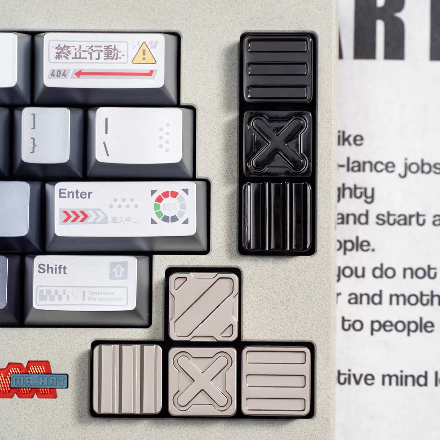YMDK Metal Custom Keycap, Black‑White Gloss & Matte Finish, Nuclear Cube Artisan Keycap for Custom Mechanical Keyboard