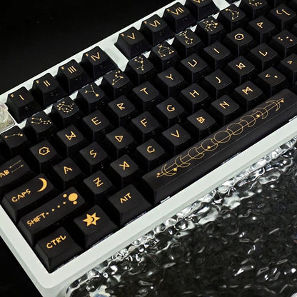 YMDK 126 Keys Star Trail Theme Black Gold Cherry Profile PBT Sidelit Dye Sub Keycaps for 61/64/68/84/87/96/108 MX Mechanical Keyboard