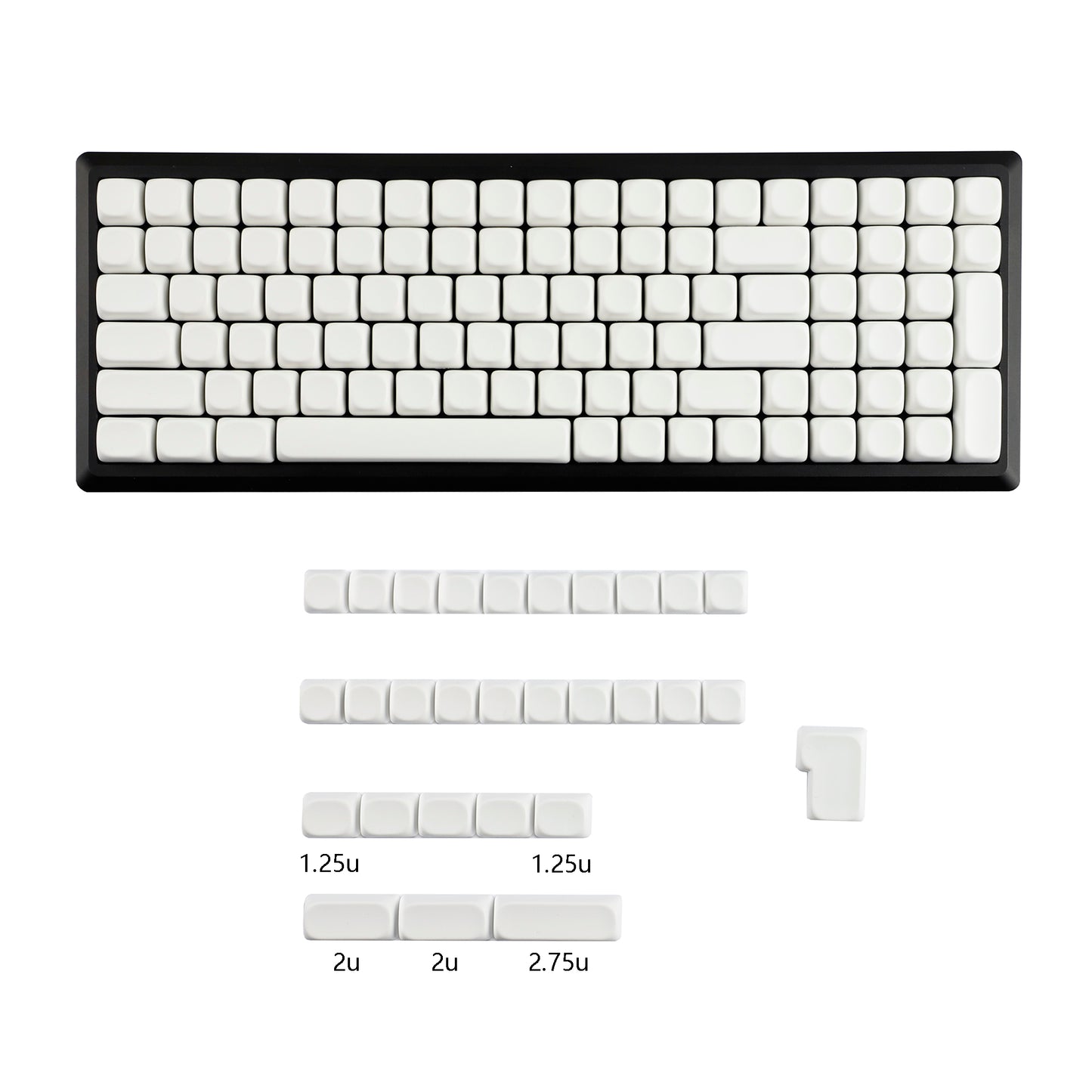 YMDK Pure White MOA Profile Keycap 129 Key Simple Style PBT Dye Sublimation Custom Keycaps for 61/68/84/87/98/104/108 MX Mechanical Keyboard