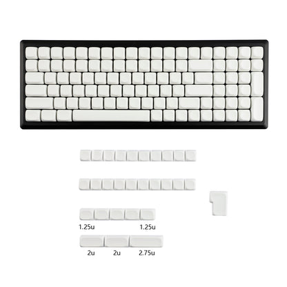 YMDK Pure White MOA Profile Keycap 129 Key Simple Style PBT Dye Sublimation Custom Keycaps for 61/68/84/87/98/104/108 MX Mechanical Keyboard