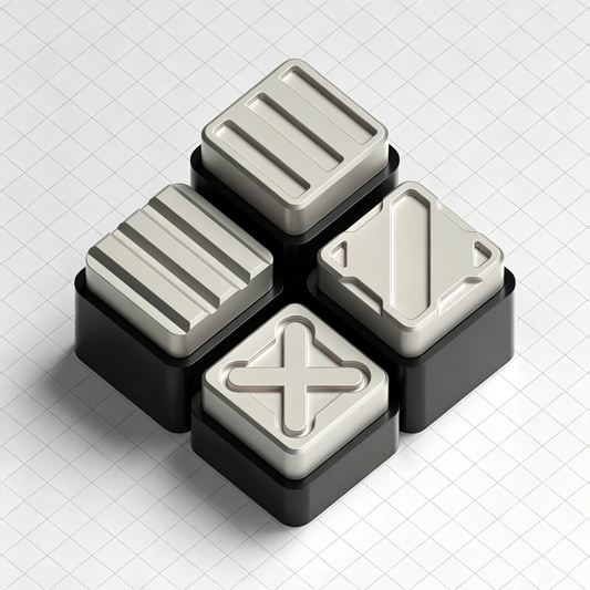 YMDK Metal Custom Keycap, Black‑White Gloss & Matte Finish, Nuclear Cube Artisan Keycap for Custom Mechanical Keyboard