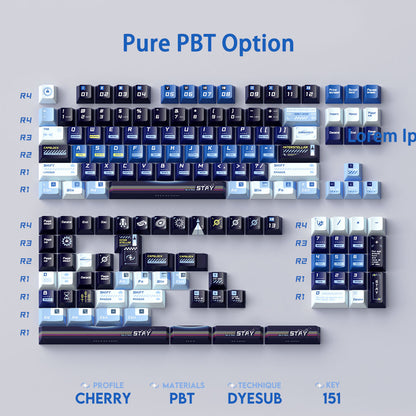 YMDK Future Theme Keycaps  PBT PC Transparent Dye Sublimation Cherry Profile Key capfor Mechanical Keyboard