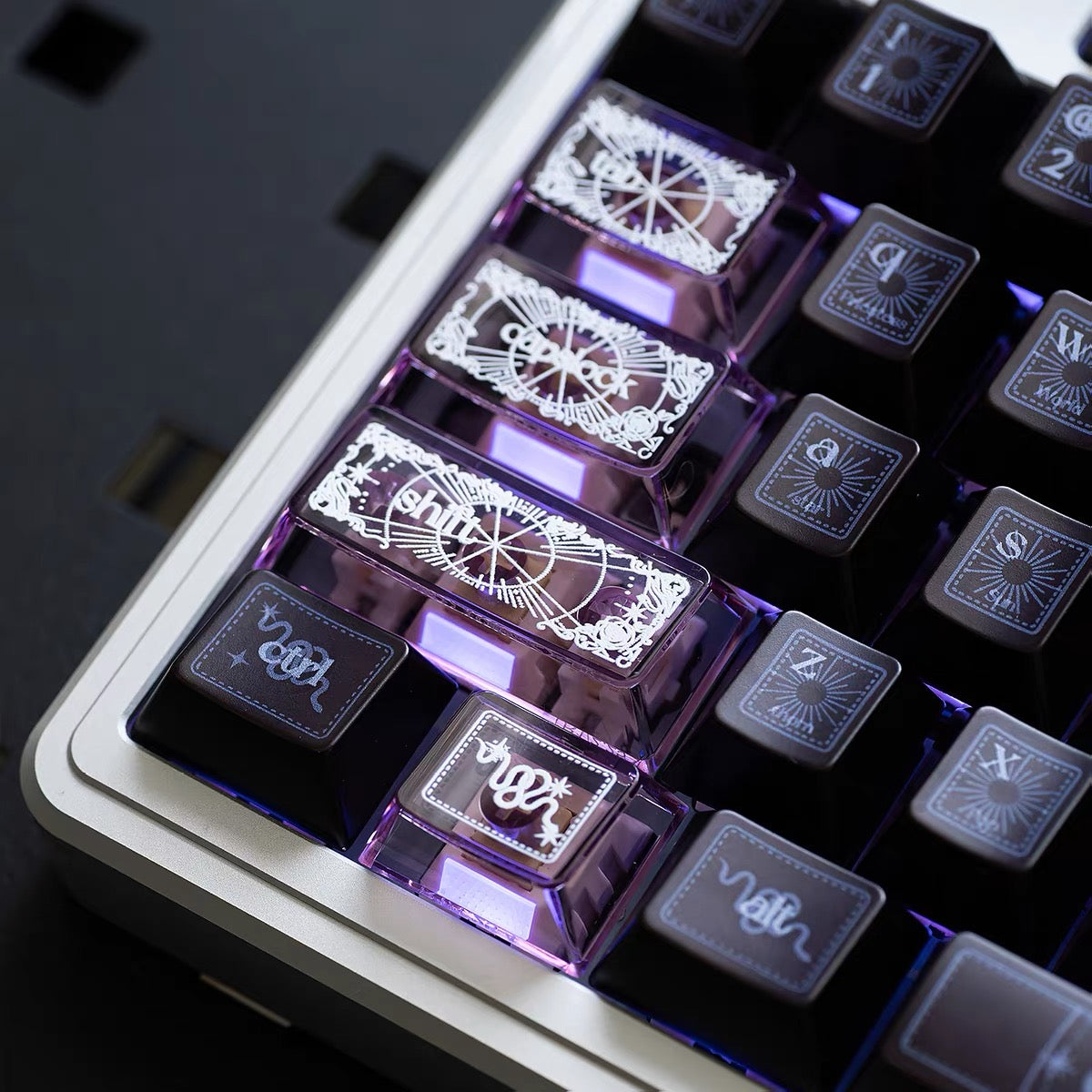 YMDK Spirit Snake Metallic Paint Keycaps, Cherry Profile Dye-Sub PBT+PC Keycap Set for 61/84/87/104/108 MX Mechanical Keyboards