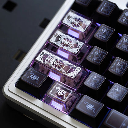 YMDK Spirit Snake Metallic Paint Keycaps, Cherry Profile Dye-Sub PBT+PC Keycap Set for 61/84/87/104/108 MX Mechanical Keyboards