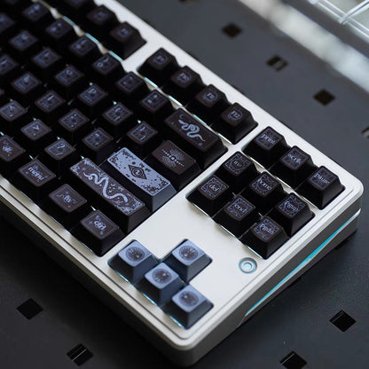 YMDK Spirit Snake Metallic Paint Keycaps, Cherry Profile Dye-Sub PBT+PC Keycap Set for 61/84/87/104/108 MX Mechanical Keyboards