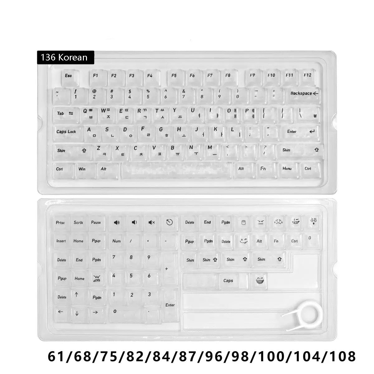 YMDK 136 Keys Carbon Fiber Texture Keycap Black White UV Top Print Shine Through Cherrry Profile Keycaps for MX Mechanical Keyboards(English Korean Russian Japanese)