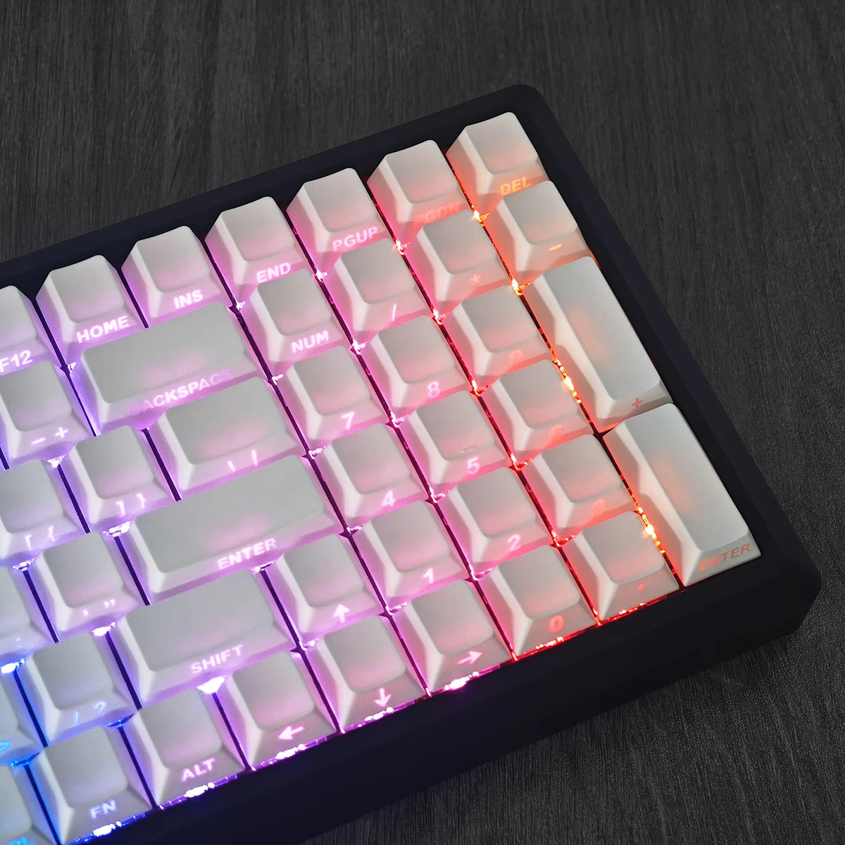 YMDK White Side-lit Shine Through Backlit 141 Keycap For South RGB Mechanical Keyboard（Cherry Profile PBT Double Shot）