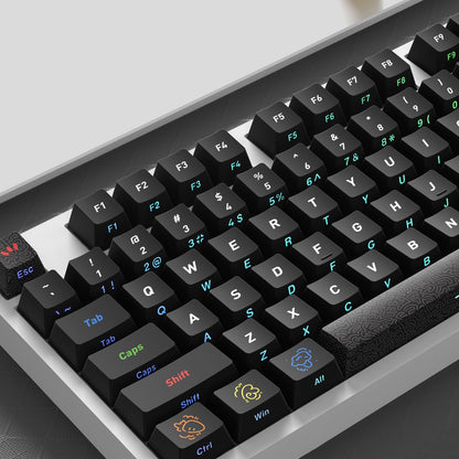 YMDK Graffiti Black Color 128 Keycaps Sidelit Cherry Profile PBT Dye-Sub Keycap for 61/84/87/104/108 MX Mechanical Keyboards