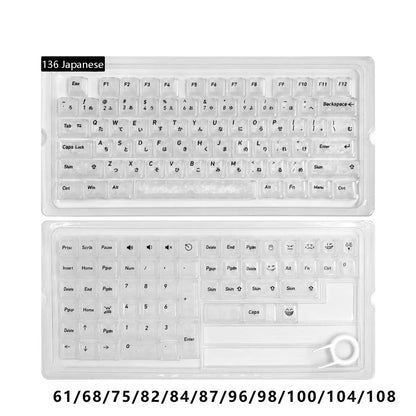 YMDK 136 Keys Carbon Fiber Texture Keycap Black White UV Top Print Shine Through Cherrry Profile Keycaps for MX Mechanical Keyboards(English Korean Russian Japanese)