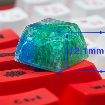 YMDK Novelty Artisan Keycap Resin Spring Scenery Gold Green Mountain Shine Through Similar SA Profile Keycaps For Cherry MX Mechanical Gaming Keyboard