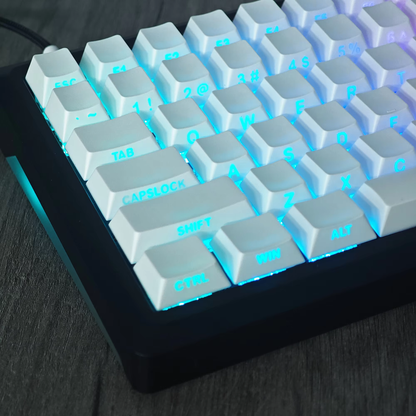 YMDK White Side-lit Shine Through Backlit 141 Keycap For South RGB Mechanical Keyboard（Cherry Profile PBT Double Shot）