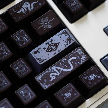 YMDK Spirit Snake Metallic Paint Keycaps, Cherry Profile Dye-Sub PBT+PC Keycap Set for 61/84/87/104/108 MX Mechanical Keyboards