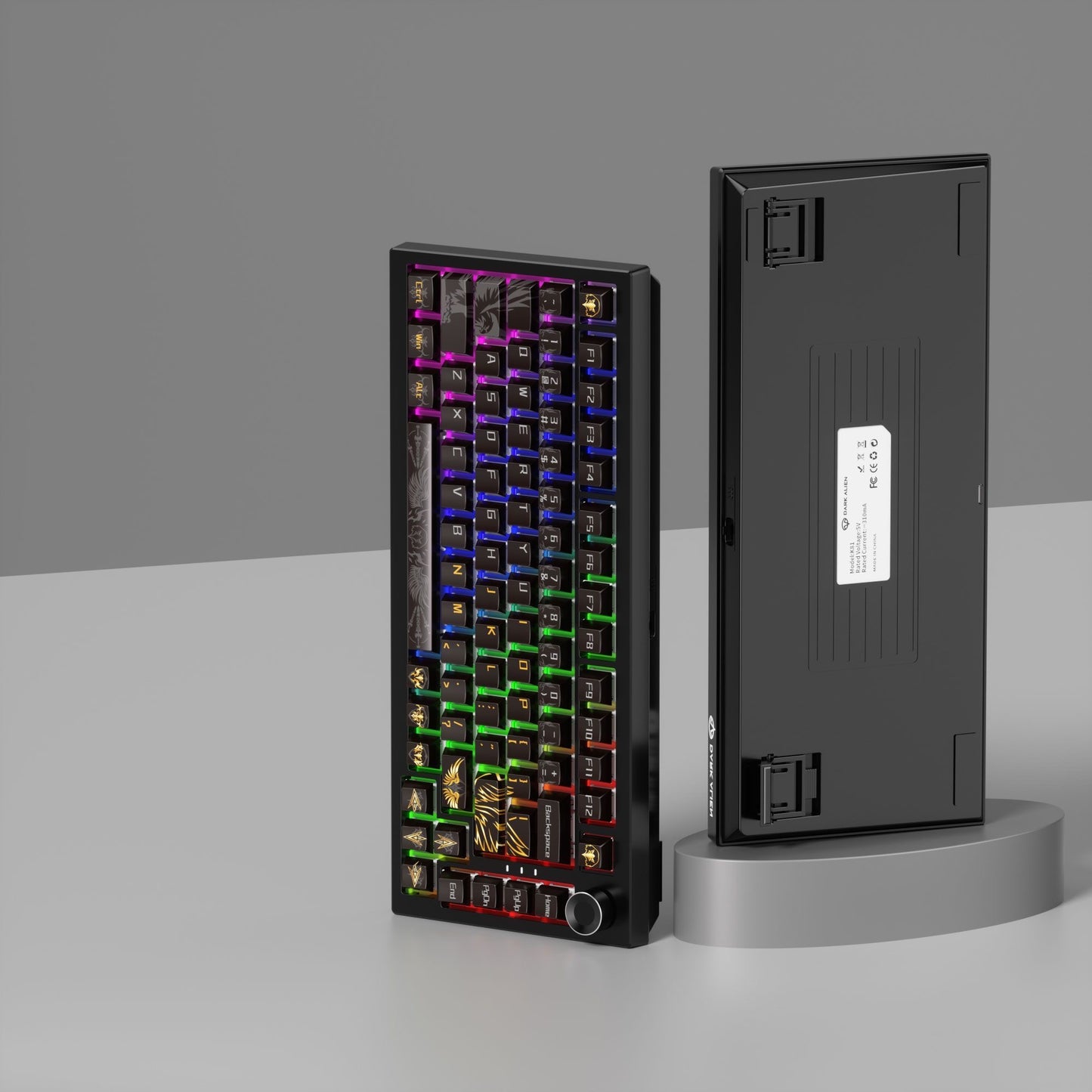 YMDK Black Eagle Theme Keycap Set 132 Keys, Cherry Profile PBT Dye-Sub, Cool Creative Custom Keycaps for 61/64/68/84/87/96/108 MX Mechanical Keyboard