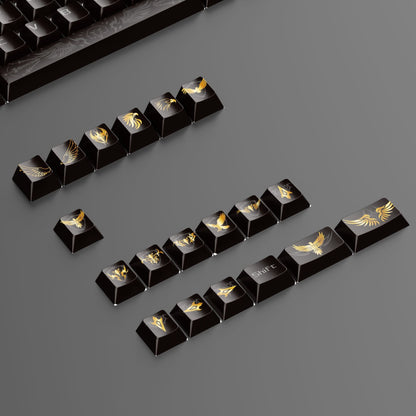 YMDK Black Eagle Theme Keycap Set 132 Keys, Cherry Profile PBT Dye-Sub, Cool Creative Custom Keycaps for 61/64/68/84/87/96/108 MX Mechanical Keyboard