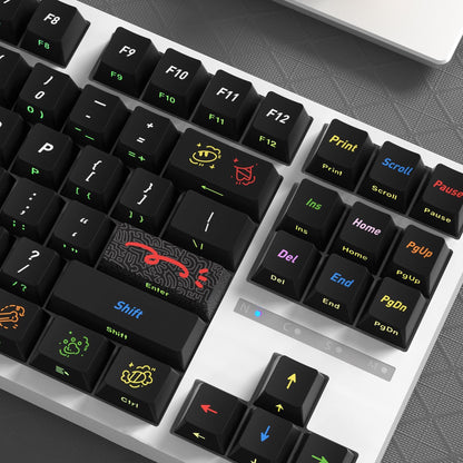 YMDK Graffiti Black Color 128 Keycaps Sidelit Cherry Profile PBT Dye-Sub Keycap for 61/84/87/104/108 MX Mechanical Keyboards