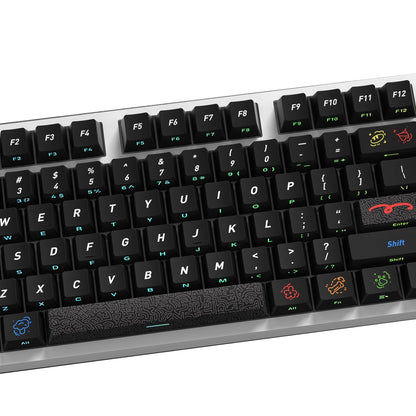 YMDK Graffiti Black Color 128 Keycaps Sidelit Cherry Profile PBT Dye-Sub Keycap for 61/84/87/104/108 MX Mechanical Keyboards