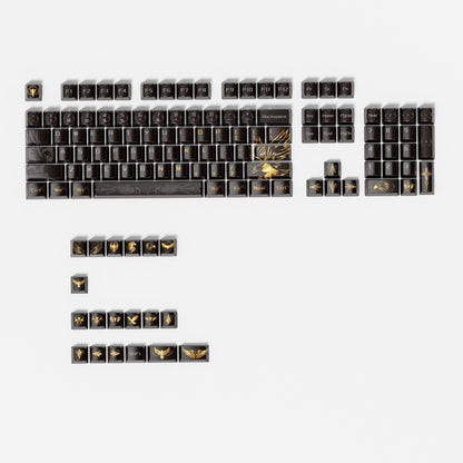 YMDK Black Eagle Theme Keycap Set 132 Keys, Cherry Profile PBT Dye-Sub, Cool Creative Custom Keycaps for 61/64/68/84/87/96/108 MX Mechanical Keyboard