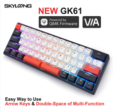 New GK61 Custom RGB Wired Hot-swappable Fully Programmable Gasket Keyboard Kit（ST main control MCU motherboard Support QMK VIA ）