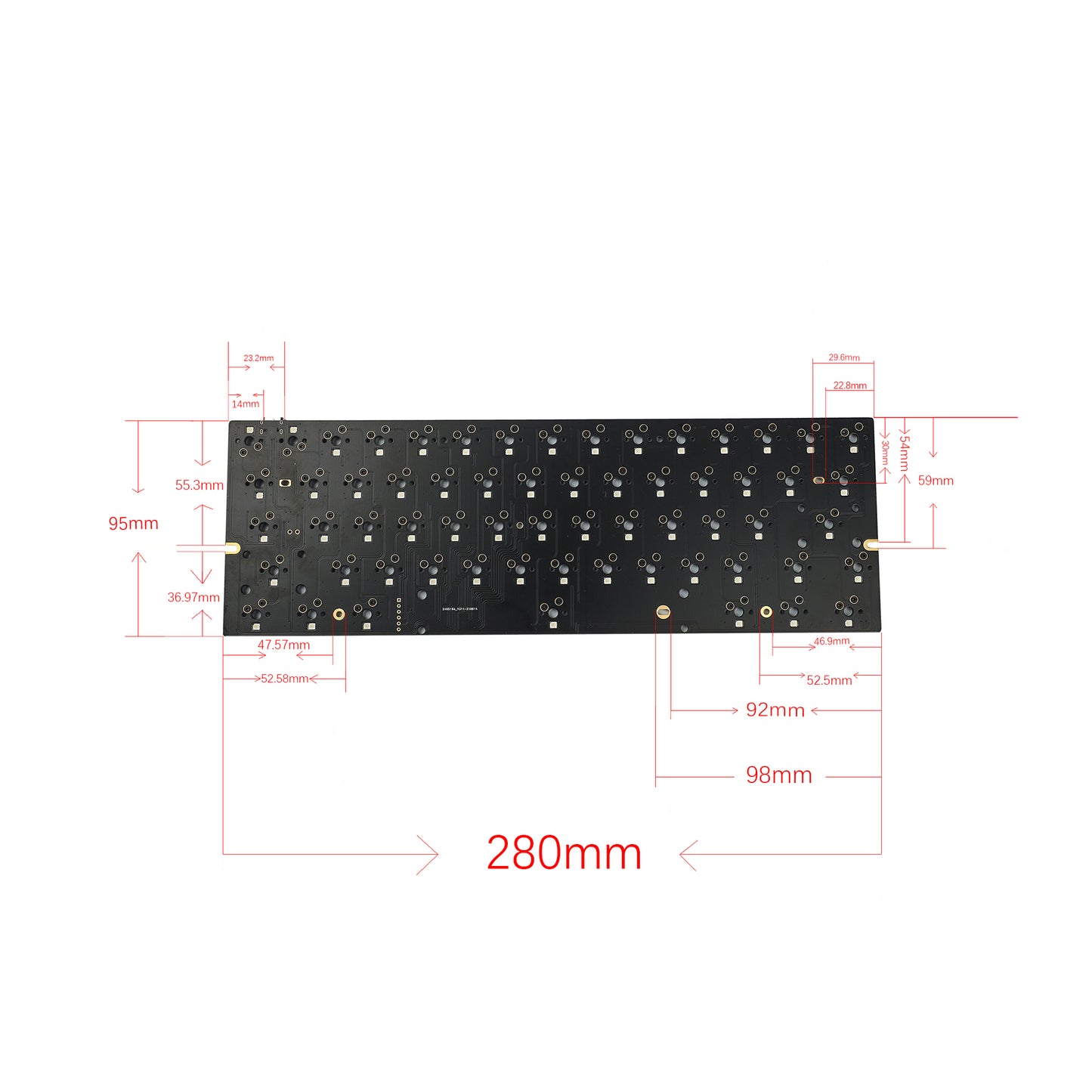 YMDK GH60 HHKB-style Tsangan Oni Hot Swappable Both Underglow Switch RGB VIA Programmable PCB Compatible with Tokyo 60