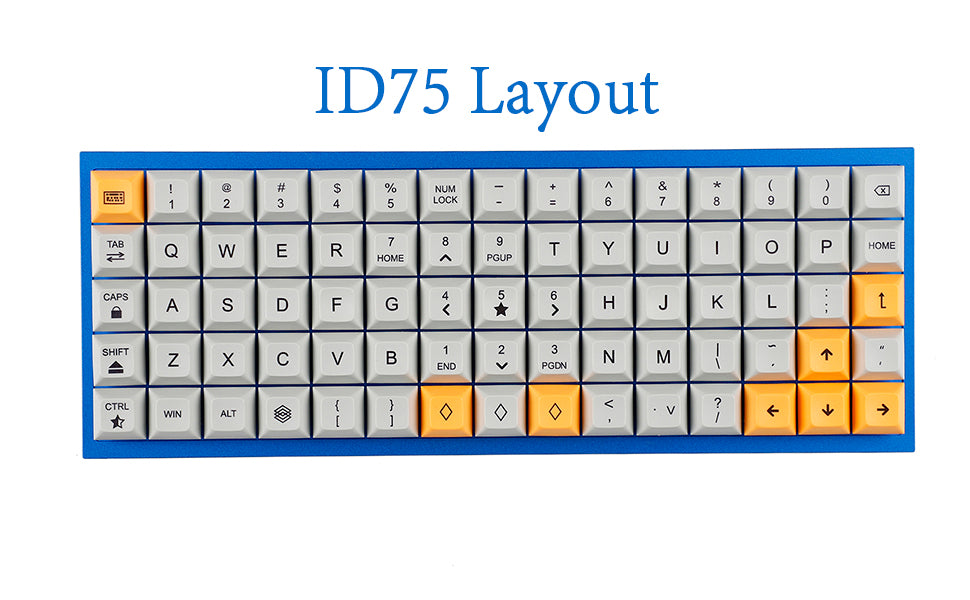 YMDK DSA Profile Gray Orange 107 Keycaps(Dye Sub PBT 1.4mm Thickness/Ortholinear XD75 ID75 Planck Preonic Niu40 Using)