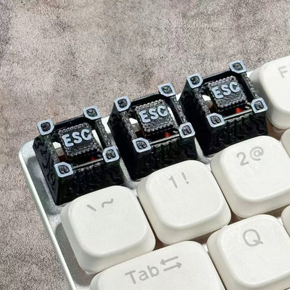 YMDK 1pcs Retro Gothic Ruins Style Esc Key Artisan Resin Personalized 3D R4 1u Novel Keycap for MX Mechanical Keyboards